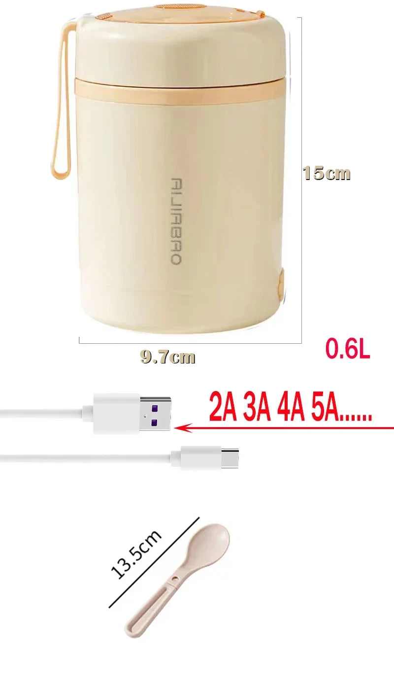USB Electric Heating Lunch Box | 600ML Insulated Food Warmer | Leakproof