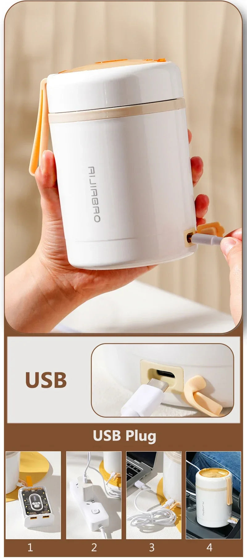 USB Electric Heating Lunch Box | 600ML Insulated Food Warmer | Leakproof