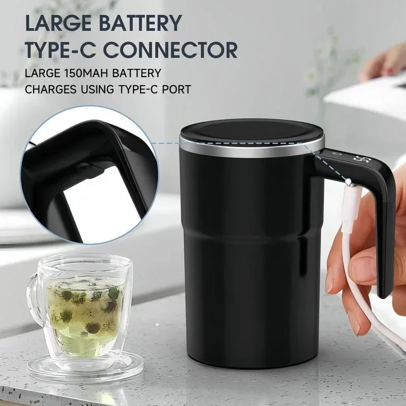 Self-Stirring Coffee Mug | 380ML Electric Auto-Mix Cup | USB Rechargeable | IP67 Waterproof