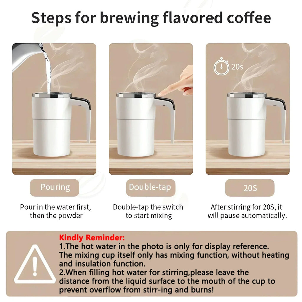 Self-Stirring Coffee Mug | 380ML Electric Auto-Mix Cup | USB Rechargeable | IP67 Waterproof