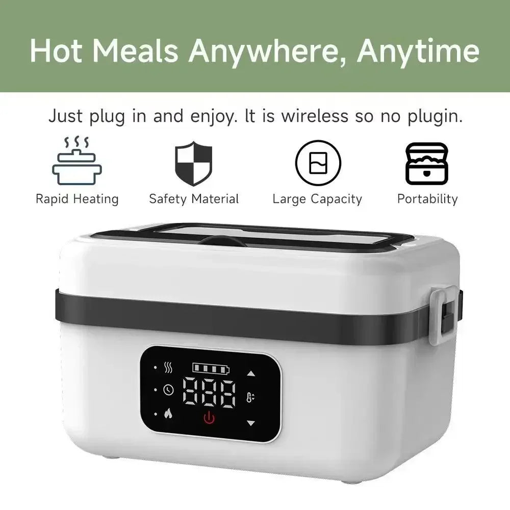 Portable Wireless Self-Heating Lunch Box | LCD Display | Large Capacity