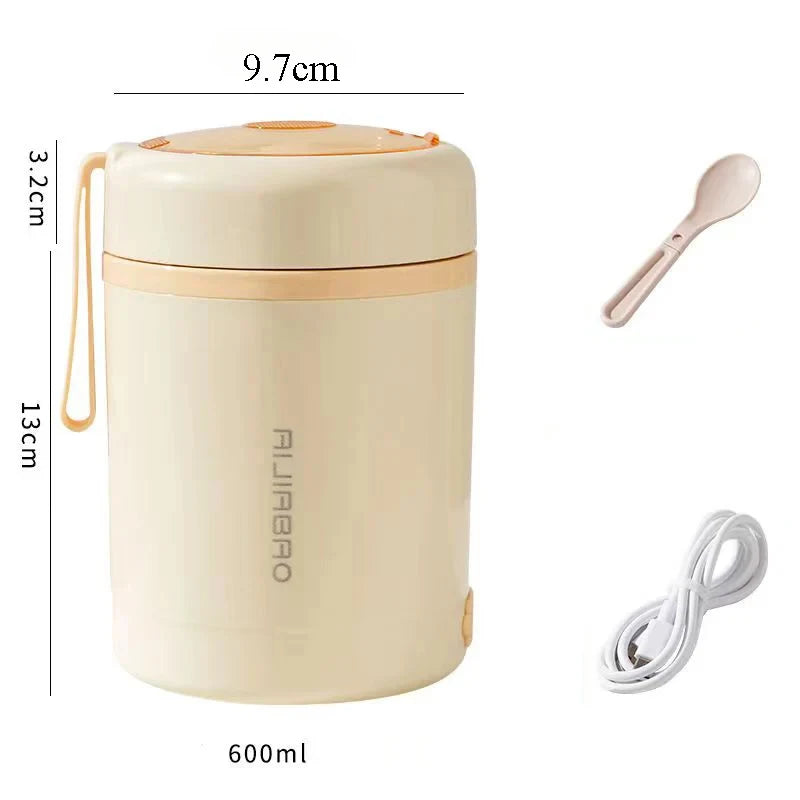 USB Electric Heating Lunch Box | 600ML Insulated Food Warmer | Leakproof