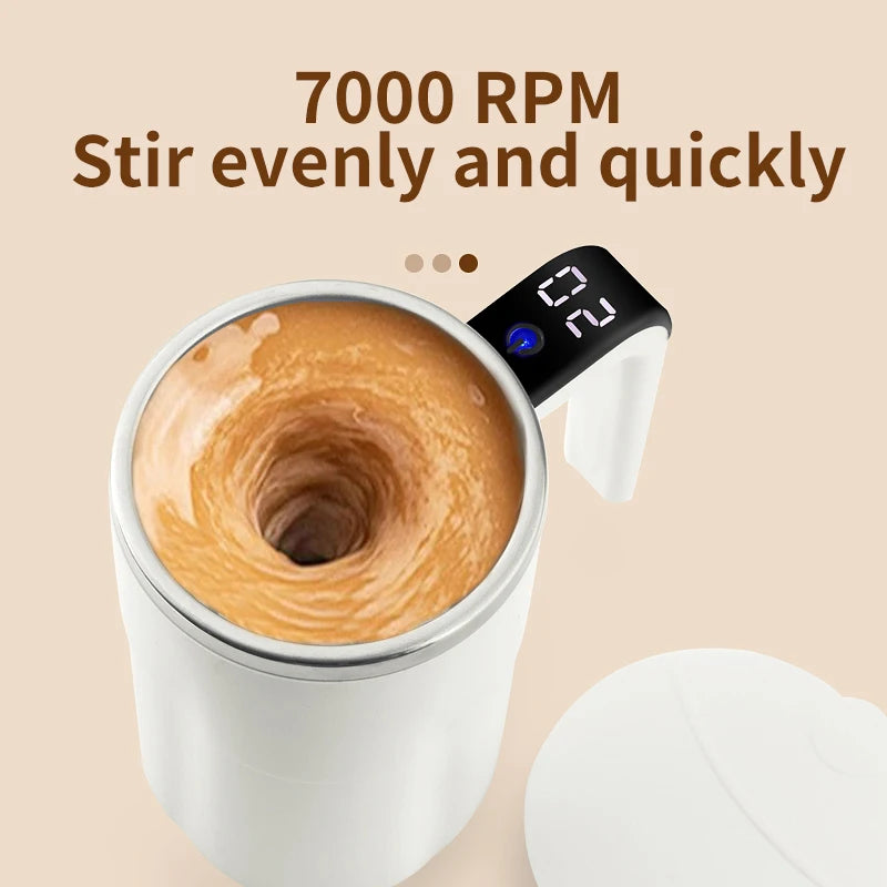 Self-Stirring Coffee Mug | 380ML Auto-Mix Cup | LCD Temp Display | USB-C | Black