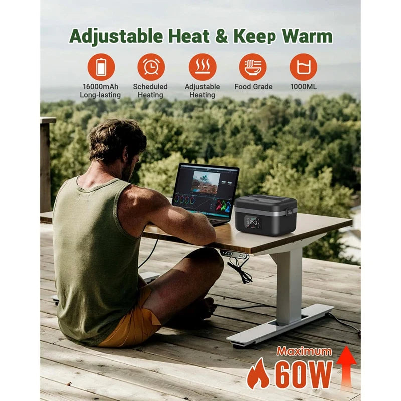 HeatGo Pro – Cordless Self-Heating Lunch Box | 16,000mAh Battery