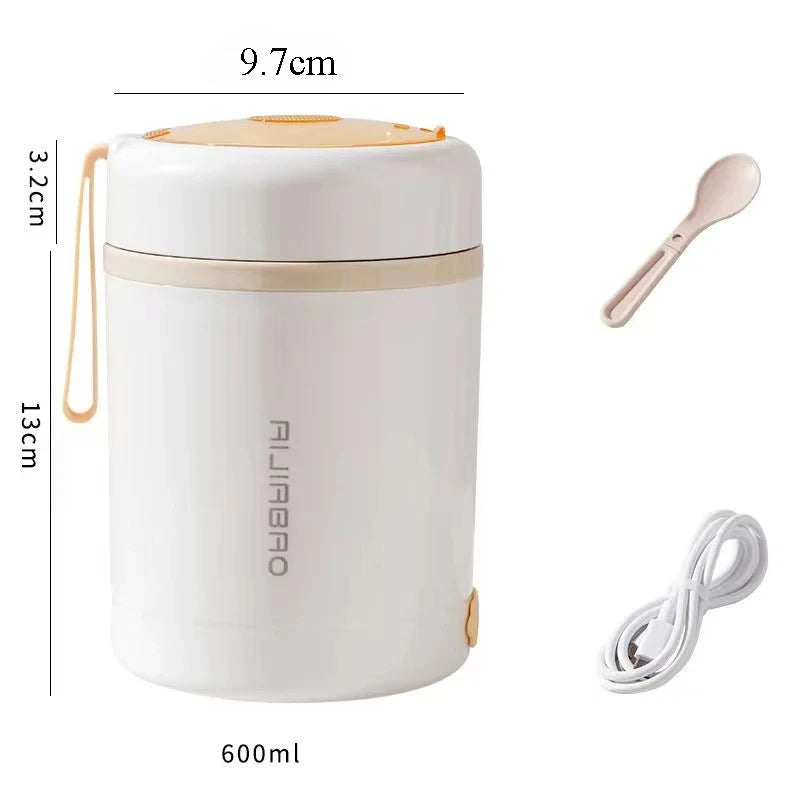 USB Electric Heating Lunch Box | 600ML Insulated Food Warmer | Leakproof
