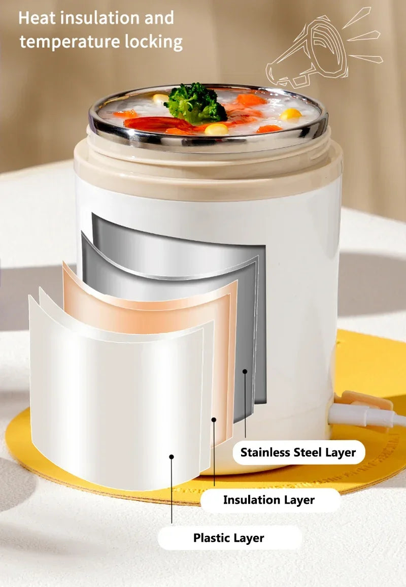 USB Electric Heating Lunch Box | 600ML Insulated Food Warmer | Leakproof