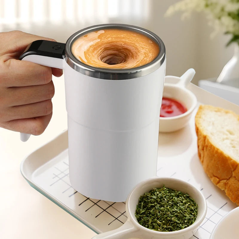 Self-Stirring Coffee Mug | 380ML Auto-Mix Cup | LCD Temp Display | USB-C | Black