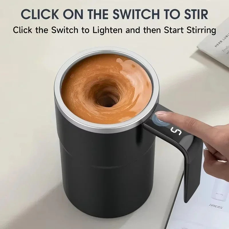 Self-Stirring Coffee Mug | 380ML Electric Auto-Mix Cup | USB Rechargeable | IP67 Waterproof
